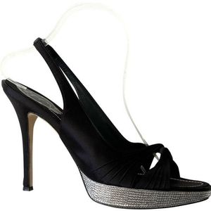 Rene Caovilla Satin Crystal Platform Slingback